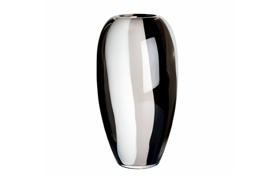 Vase Ogiva Murano glass milk white, black and grey Carlo Moretti