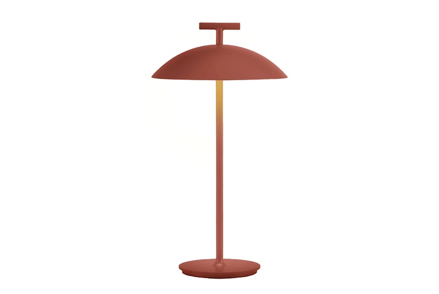 Lampada da tavolo Mini Geen-A acciaio colore mattone con batteria dimmerabile Kartell