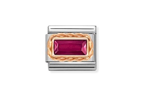 Baguette Rosso Composable acciaio e oro rosa