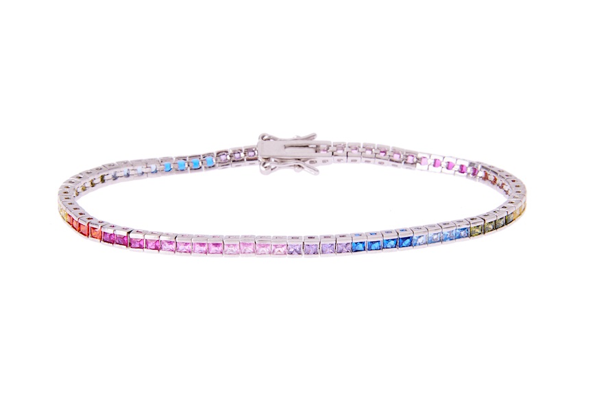 Tennis Bracelet silver with multicolored zircons Selezione Zanolli
