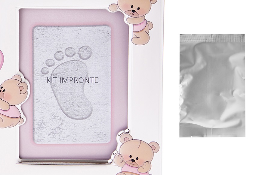 Picture frame Pink Teddy Bears with foot and hand prints kit Selezione Zanolli