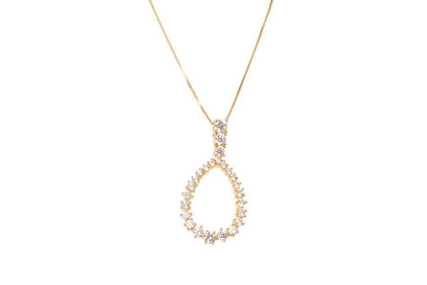 Necklace Luce silver with golden finish and cubic zirconia Sovrani