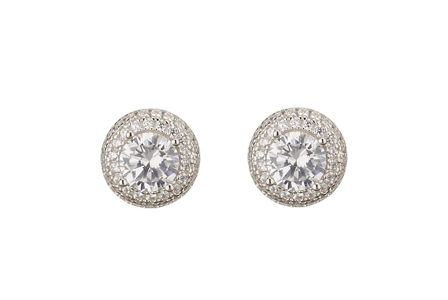 Round earrings Luce silver with cubic zirconia Sovrani