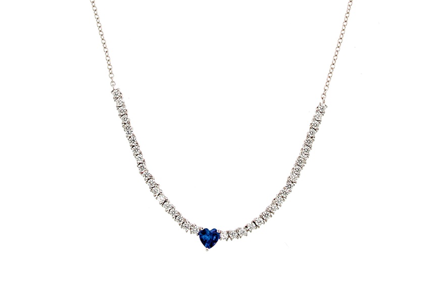 Necklace Luce silver with cubic zirconia and sapphire zircon Sovrani