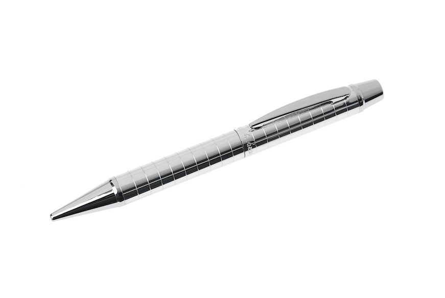 Ballpoint pen silver with checkered pattern Settelaghi