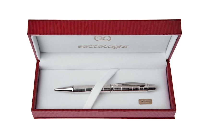 Ballpoint pen silver with checkered pattern Settelaghi