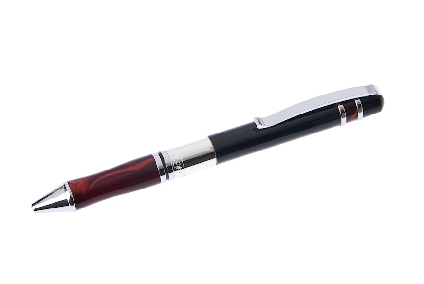 Ballpoint pen silver with marbled burgundy tip Settelaghi