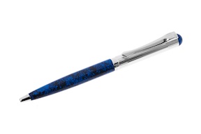 Penna a sfera Classica Lady argento con puntale e testina in lacca blu