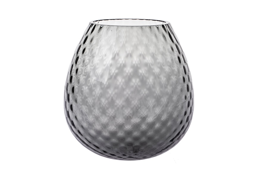 Candle holder vase Macramè XL Murano glass Grey Nasonmoretti