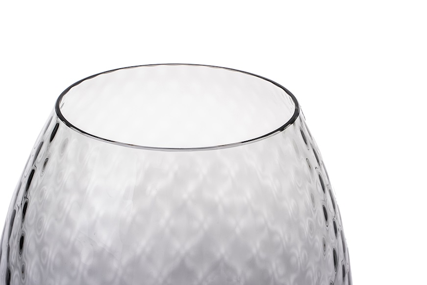 Candle holder vase Macramè XXL Murano glass Grey Nasonmoretti