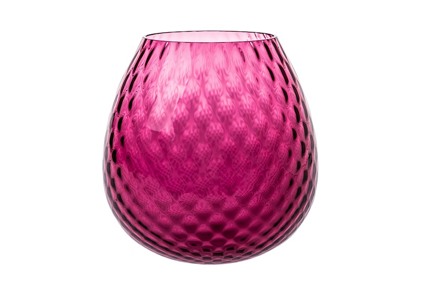 Candle holder vase Macramè XL Murano glass Ruby Nasonmoretti
