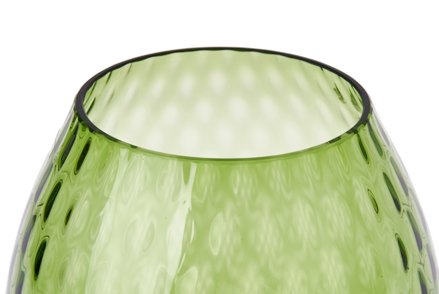 Vaso Portacandela Macramè XL vetro di Murano color Verde Soraya Nasonmoretti