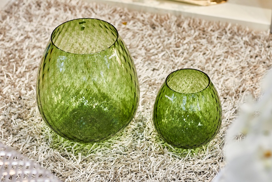 Vaso Portacandela Macramè XL vetro di Murano color Verde Soraya Nasonmoretti