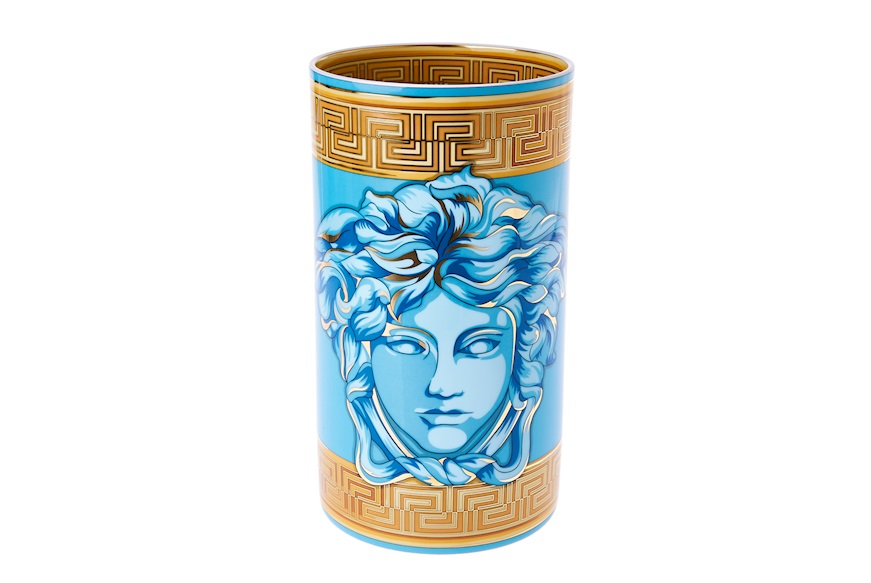Vase Madusa Amplified porcelain blue Versace