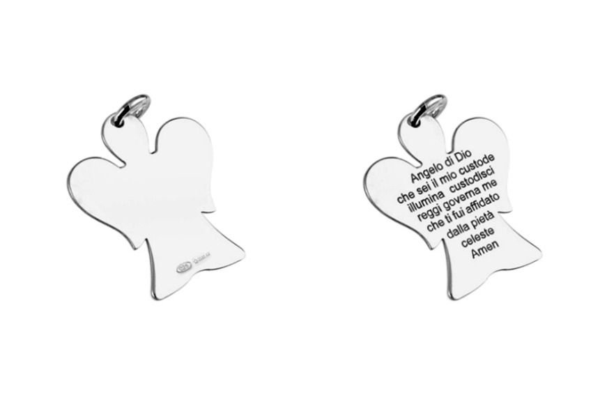 Ciondolo Angelo con Incisione | Angelo di Dio Preghiera